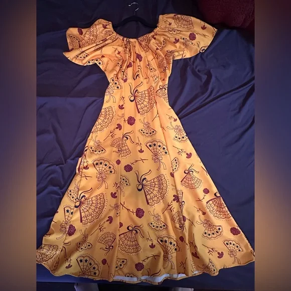 Pinup Girl Clothing Spanish Fans butterfly dress Size Small - Picture 1 of 3